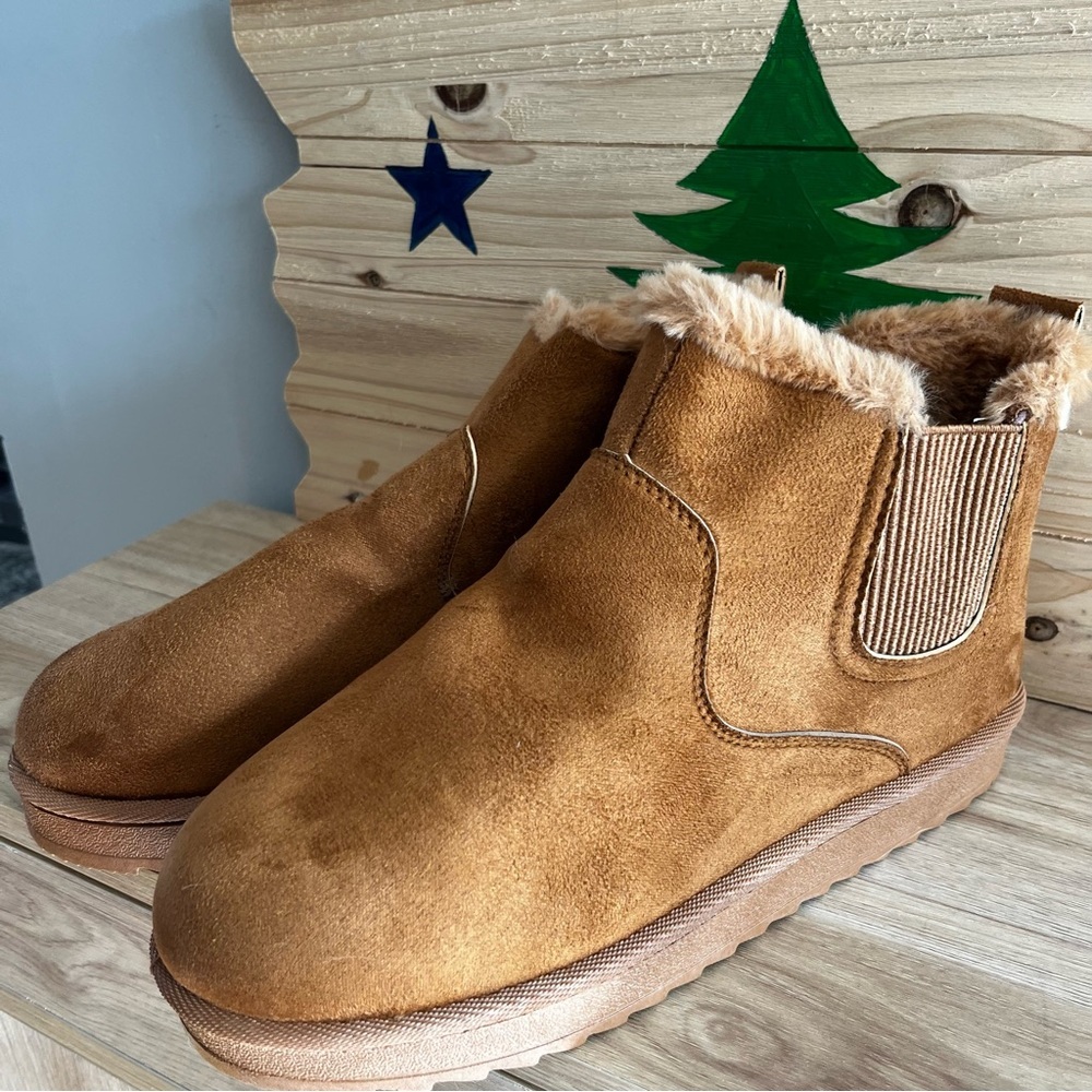 Women’s Tan Faux Suede Ankle Boots 39 EU Women 8